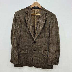 Alan Flusser Lambswool Blazer Sport Coat 40R Houndstooth browns neutrals
